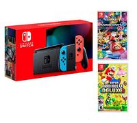 Nintendo Switch Rouge/Bleu Néon 32Go [Nouveau modèle]+ New Super Mario Bros. U Deluxe + Mario Kart 8 Deluxe [Deluxe Pack]