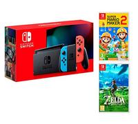 Nintendo Switch Rouge/Bleu Néon 32Go [Nouveau modèle ] Super Mario Maker 2 + The Legend of Zelda: Breath of the Wild