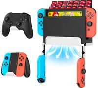 Nintendo Switch Wall Mount Holder with 2 Controllers and 28 Game Card Holders (White)