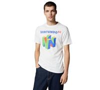 Nintendo T-Shirt à Manches Courtes avec Logo N64 pour Homme, Blanc, Taille M
