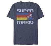 Nintendo T-Shirt à Rayures rétro Super Mario pour Homme, Bleu Marine chiné, M