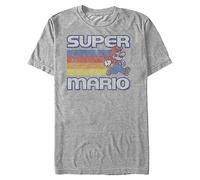 Nintendo T-Shirt rétro Super Mario Courant avec Rayures pour Homme, Athletic chiné, Taille L