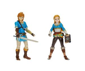 Nintendo Zelda - Pack de 2 Figurines d'action Link et Zelda - 11 Cm - 20 Points d'Articulation - Licence Officielle Zelda Breath of The Wild - Accessoires Tablette Sheikah et Épée de Soldat - 3 Ans +