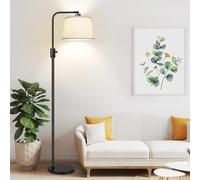 Nintiue Lampadaire à intensité variable, 1000 lm ampoule LED Edison incluse, lampadaires arc pour salon, avec abat-jour beiges et base lourde, pour salon et chambre à coucher