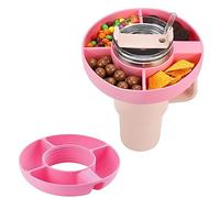 Ninyoon Bol à collation pour Stanley Coupe Gobelet de 40 oz avec poignée, Plateau à Snacks, Matériau de qualité Alimentaire, Plateaux à collations, Passe au Lave-Vaisselle (Rose, Silicone)