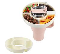 Ninyoon Bol à collation pour Stanley Coupe Gobelet de 40 oz avec poignée, Plateau à Snacks, Matériau de qualité Alimentaire, Plateaux à collations, Passe au Lave-Vaisselle (Blanc, Silicone)