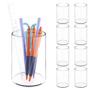 NiOffice Lot de 9 organiseurs de bureau en acrylique transparent - Lot de 9 porte-crayons ronds élégants pour pinceaux de maquillage et fournitures de papeterie, idéal pour la maison, l'école et le