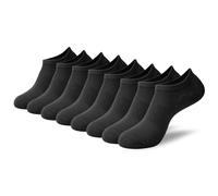 Niofind Lot de 4 paires de chaussettes de sport invisibles en bambou pour homme et femme - Chaussettes basses invisibles et antidérapantes pour baskets, mocassins et chaussures bateau, 4 Noir, 4-8