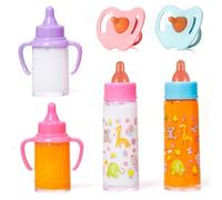 NIOMICO 6PCS / Set Baby Doll Bottles Ensemble avec des sucettes, des Bouteilles de poupée de bébé drôles avec du Lait ou du jus Disparition, Accessoires poupées Simulation pour Les Cadeaux pour