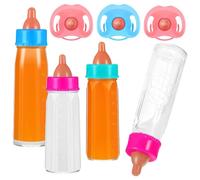 NIOMICO 7 PCS/Set Baby Doll Bottles, 4 PCS Toy Baby Botters for Dolls avec du Lait ou du jus de Disparition avec 3 Jouets de Sucette, des Accessoires poupées Simulation drôles pour Les Enfants Doll G