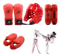 NIOMICO Gear-Sparring karaté Polyester Polyester Taekwondo Le matériel de Sparring Comprend Un Casque de 1PC, des Gants 1 Paire et Un Garde Jambe 1 Paire, également pour Le vélo, l'art Martial et pl