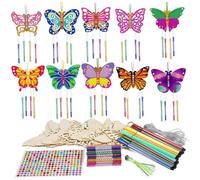 NIOMICO Kit de Carillon de Vent Bricolage, Butfly Wind Chimes Arts and Crafts Ornements DIY pour Peindre l'artisanat Papillon pour Le Printemps Pâques Activité d'art Birthday Decoration Kits for Kids