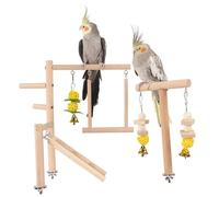 NIOMICO Oiseau de Jeu d'oiseaux, Support de perchoir d'oiseau en Bois Naturel, Support Perroquet en Bois avec des échelles pents conu