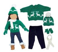 NIOMICO Vêtements de poupée de 18 Pouces Mignons en Tricot américain Tenue d'hiver, y Compris Les Pulls Pantalons Chapeaux Gants et écharpes pour Les Cadeaux Style 2