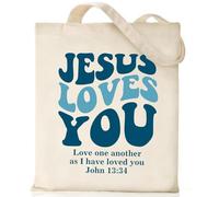 Nioobager Sacs fourre-tout chrétiens en toile, sac en toile pour foi, ami, anniversaire, cadeaux chrétiens, fourre-tout graphique, sac d'église du dimanche, 01 Jésus t'aime, One Size