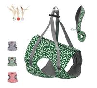 Niowatchted Cat Vest Harness and Leash, Anti-Break Away Chest Strap Cat Clothes, Escape-Proof Adjustable Design with Breathable Mesh, 4-Point Secure Fit for Kittens/Small Dogs (Green,XL)