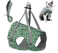 Niowatchted Cat Vest Harness and Leash, Anti-Break Away Chest Strap Cat Clothes, Escape Proof Harnesses Come with Adjustable Straps for Large and Small Kittens Dogs (Green,L)