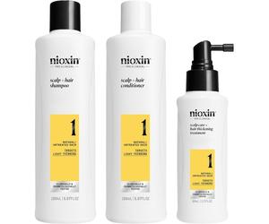 Nioxin SYSTEM-1 Cheveux-naturels-qui-saffinent-discretementKit à 3 niveaux Scalp + Hair Shampoo 150 ml + Scalp + Hair Conditioner 150 ml + Scalp Care + Hait Thickening Treatmenr 50 ml 350 ml