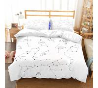 NIOYNJIS L'ensemble de literie est composé à 100% Microfibres de Haute qualité, 2 couvercles d'oreiller,Ensemble vectoriel Noir de Constellations avec étoiles. Éléments Abstraits Peint,200x228cm