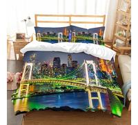 NIOYNJIS L'ensemble de literie est composé à 100% Microfibres de Haute qualité, 2 couvercles d'oreiller,Appartement, Tokyo Skyline avec la Tour de Tokyo et Le Pont Rainbow, Tokyo Japon,228x264cm