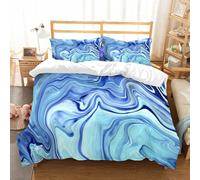 NIOYNJIS L'ensemble de literie est composé à 100% Microfibres de Haute qualité, 2 couvercles d'oreiller,Aquarelle Bleu Cobalt Néon Indigo Marbré Beauté Marbre Coloré Marbré Teinture Tu,200x228cm
