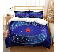 NIOYNJIS L'ensemble de literie est composé à 100% Microfibres de Haute qualité, 2 couvercles d'oreiller,Illustration de la Bande écliptique du Zodiaque avec Les Treize Constellations s,228x264cm