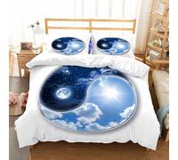 NIOYNJIS L'ensemble de literie est composé à 100% Microfibres de Haute qualité, 2 couvercles d'oreiller,Décoration d'appartement, Monde Yin Yang avec Harmonie de la Lune et du Soleil d,228x264cm