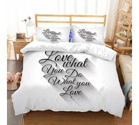 NIOYNJIS L'ensemble de literie est composé à 100% Microfibres de Haute qualité, 2 couvercles d'oreiller,Citation, Lettrage Manuscrit, Aime ce Que tu Fais, ce Que tu aimes et Effet d'om,200x228cm
