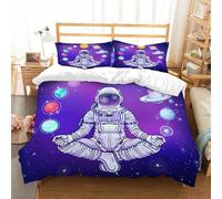 NIOYNJIS L'ensemble de literie est composé à 100% Microfibres de Haute qualité, 2 couvercles d'oreiller,Animation Un Astronaute dans Une Combinaison Spatiale Tient des planètes du syst,228x264cm