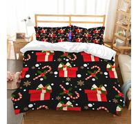 NIOYNJIS L'ensemble de literie est composé à 100% Microfibres de Haute qualité, 2 couvercles d'oreiller,Éléments de Noël avec des Cannes à Sucre et Un Coffret Cadeau. Feuilles de Houx,228x264cm