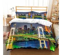 NIOYNJIS L'ensemble de literie est composé à 100% Microfibres de Haute qualité, 2 couvercles d'oreiller,Skyline de Tokyo avec la Tour de Tokyo et Le Pont Arc-en-Ciel. Tokyo Japon.,200x228cm