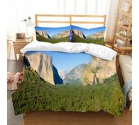 NIOYNJIS L'ensemble de literie est composé à 100% Microfibres de Haute qualité, 2 couvercles d'oreiller,forêt et Cascade dans Le Parc National de Yosemite en Californie,228x264cm