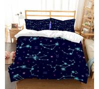 NIOYNJIS L'ensemble de literie est composé à 100% Microfibres de Haute qualité, 2 couvercles d'oreiller,Motif sans Couture des Constellations du Zodiaque,200x228cm
