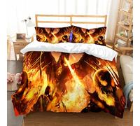 NIOYNJIS L'ensemble de literie est composé à 100% Microfibres de Haute qualité, 2 couvercles d'oreiller,Un Dragon Noir Furieux détruit l'armée des Morts-Vivants avec Un Souffle de feu,228x264cm