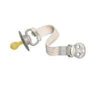 nip Attache-tétine durable 100% coton biologique non traité sans additifs - Résistant à la salive et à la transpiration - Avec clip pour tétine avec ou sans anneau - Gris