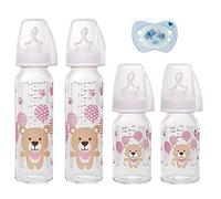 Nip Bouteille en verre uni//Lot de 4//Verre de bébé Bouteille//2 x standard Bouteille en verre 250 ml Gourde tétine Taille M//2 x standard Bouteille en verre 125 ml gourde Tétine Taille S//