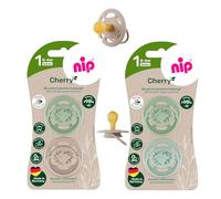 NIP Cherry Lot de 4 tétines rondes Bleu/turquoise et argenté Taille 1 0-6 mois