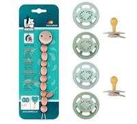 NIP Cherry - Lot de 4 tétines rondes - Une de chaque couleur : bleue, turquoise, bleu clair et verte - 0 à 6 mois - Taille 1