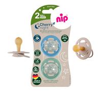 NIP Cherry Night 6 + Lot de 2 tétines rondes lumineuses, couleur Cherry Night 6 à 36 mois, bouton brille longtemps dans l'obscurité, douces pour la peau, durables, unisexes