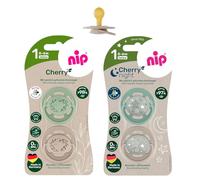 Nip DAY & NIGHT LATEX Cherry rond Tétine Sucette 4 pièces Boy, Taille 1, 0-6 mois (2 x Day + 2 x Night), made in Germany