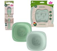 NIP Eat Green Service de table à partir de 4 mois, 2 assiettes, 2 bols à purée, 3 cuillères écologiques Eat Green pour bébé, passent au lave-vaisselle, au micro-ondes, fabriqués en Allemagne, sans
