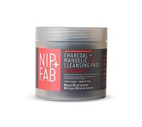 Nip + Fab Charcoal and Mandelic Acid Fix | Tampons Nettoyants Quotidiens au Charbon Actif et à l'Acide Mandélique | Hamamélis | Fleur de Lotus | Minimisation des Pores | Contrôle du Sébum | 60 Pièces