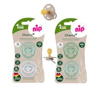 Nip Germany Cherry Green BIO sucette 0-6 mois, latex de caoutchouc naturel, lot de 4