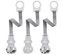 nip Lot de 3 attache-tétines avec anneau - Unisexe - Motif ours gris - Fabriqué en Allemagne - Fermeture confortable pour toutes les tétines avec et sans anneau, anneau de fixation en silicone