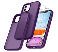 Niphabe Coque de protection transparente compatible avec iPhone 11, avec 2 films blindés - Jamais jaunissement - Coque rigide en polycarbonate résistant aux rayures - Anti-chocs - En TPU - Pour iPhone