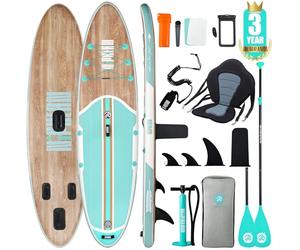 Niphean Paddle Gonflable Adulte avec Tous Les Accessoires, 320cm Planches de Stand Up Paddle Gonflables pour Tous Les Niveaux, Sup avec Capacité 200 kg pour 2 Personnes, Paddle Gonflable avec Siège