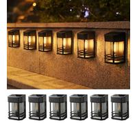 nipify 6 Packs Lampe/Lumiere Solaire Exterieur Jardin avec Étanche, Rétro LED Applique Solaire Exterieur Décoration pour Chemin, Terrasse, Patio, Clôture, Balcon [Blanc Chaud 3000K]