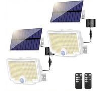 nipify Lampe Solaire Extérieur Detecteur de Mouvement 310 LED, Lumiere Solar Exterieur avec Télécommande, Étanche Eclairage Outdoor Solaires Lamp Lot de 2, Blanc Froid