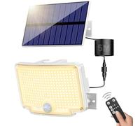 nipify Lampe Solaire Extérieur Detecteur de Mouvement 310 LED, Lumiere Solar Exterieur avec Télécommande, Étanche Eclairage Outdoor Solaires Lamp Lot de 1, Blanc Chaud