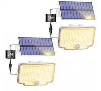 nipify Lampe Solaire Extérieur Detecteur de Mouvement 318 LED, Lumiere Solar Exterieur, Étanche Eclairage Outdoor Solaires Lamp pour Jardin Murale Blanc Chaud, Lot de 2